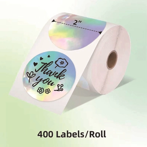 Holographic Thermal Label Stickers Waterproof Oilproof Self Adhesive Rainbow Finish Labels For Shipping Packaging Gift Sealing Printing