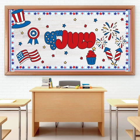 Independence Day Bulletin Board Borders Stars Stripes Red White Blue Classroom Decoration Coated Paper Sticker Roll