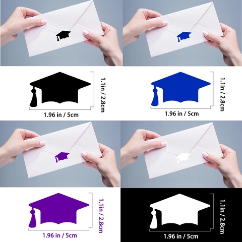 Graduation Season Cap Shaped Stickers Mortarboard Decorative Decals For Ceremony Party Diploma Cards DIY Scrapbooking Lamination