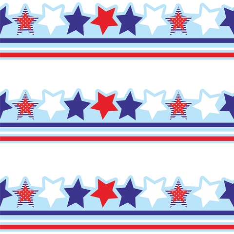 Independence Day Bulletin Board Borders Stars Stripes Red White Blue Classroom Decoration Coated Paper Sticker Roll