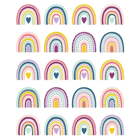 Boho Regenboog Stickers Hart Patroon Gecoat Papier Zelfklevende Etiketten Voor Scrapbooking Leraar Beloning Klaslokaal Decoratie