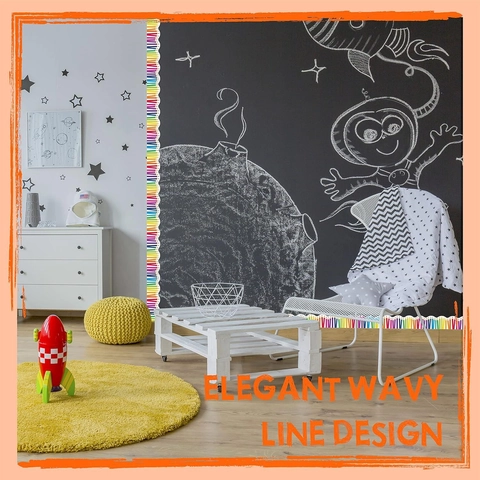 Autocollants de Bordure de Tableau d'Affichage Scolaire Crayon Arc-en-ciel Ligne Ondulée Décalcomanies Adhésives pour Enseignants