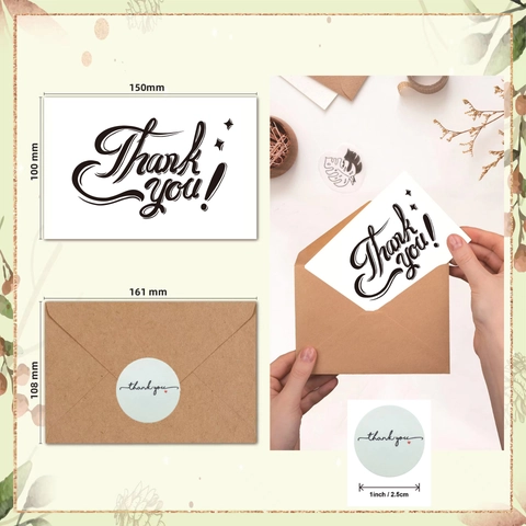 Einfache Dankeskarten Mit Kraftumschlägen Und Aufklebern Minimalistischer Weißer Karton Klappnotizen Für Hochzeitsanerkennung