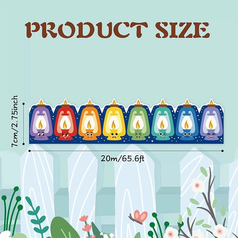 Rainbow Cartoon Lantern Emoji Bulletin Board Borders Decorative Self Adhesive Sticker Roll For Classroom School Office Decor