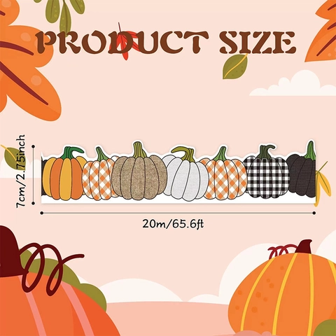 Halloween Pumpkin Bulletin Board Border Stickers Waterproof Self-Adhesive Autumn Harvest Classroom Decoration Scalloped Paper Edging