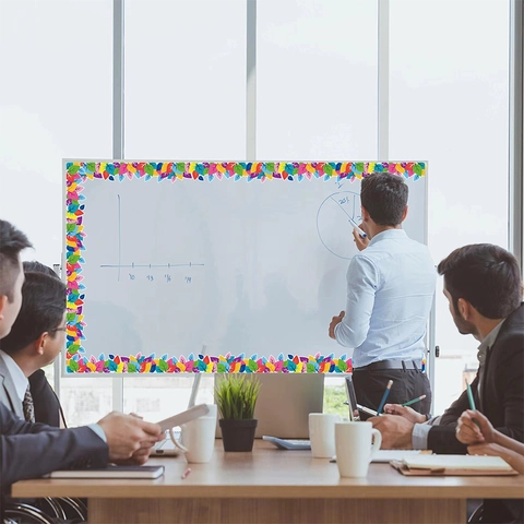 Bunte Blätter Pinnwand Rand Wellenschliff Dekorativer Aufkleber Für Schule Klassenzimmer Büro Wand Tafel Dekoration