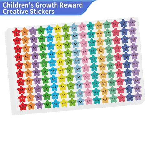 Adesivi a Stella Multicolore per Ricompensa Bambini Emoji Cartoon Oro Argento Rosso Blu Adesivi Stella per Insegnanti Aula