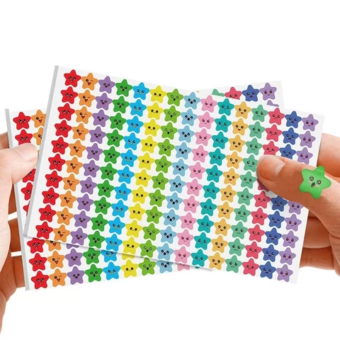 Adesivi a Stella Multicolore per Ricompensa Bambini Emoji Cartoon Oro Argento Rosso Blu Adesivi Stella per Insegnanti Aula