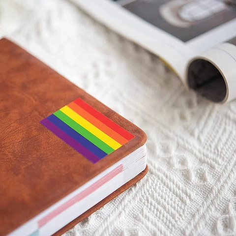 Rainbow Pride Month Stickers Rectangular Striped Roll Self Adhesive Labels For Decoration Celebration LGBTQ Support Gift Wrap