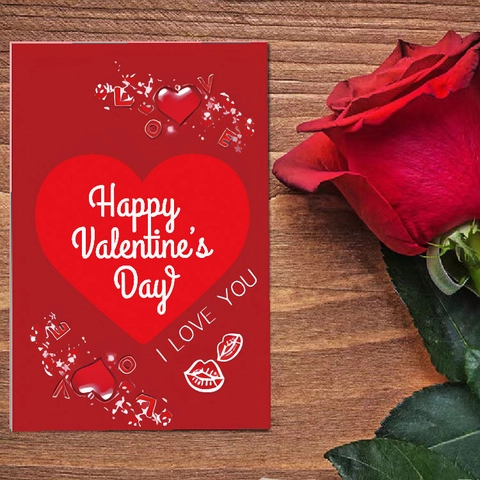 Tarjetas de Felicitación San Valentín Cartulina Blanca Diseño Corazón Cupido Flor Tarjetas de Mensaje Regalo Románticas Para Amantes