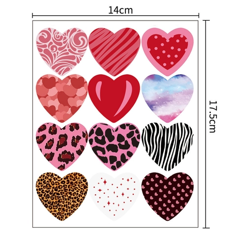 Herzförmige Aufkleber Wasserdichtes Kupferdruckpapier Mehrere Muster Leopard Punkte Valentinstag Hochzeit Einladung Siegel Verpackung DIY Dekoration