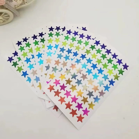 Autocollants Étoiles Récompense Enfants Holographique Or Dégradé Pentagramme Décalcomanies Pour Maternelle École Professeur Classe Papeterie Décor