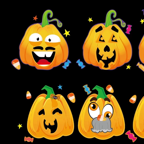 Autocollants Citrouille Halloween DIY Auto-adhésifs Expressions Visage Fantôme Décorations Fête Pour Trick Or Treat Maison