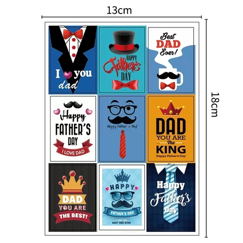 Autocollants Adhésifs Happy Father's Day Étiquettes Décoratives Avec Motifs De Moustache Et Cravate Pour Décoration De Boîte Cadeau