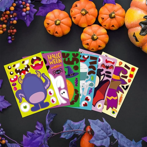 Halloween DIY Monster Aufkleber Gesicht Gestalten Charakter Sticker Für Kinder Party Geschenke Urlaub Etiketten Deko
