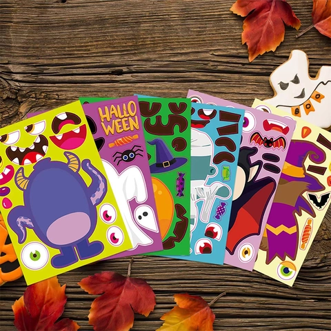 Halloween DIY Monster Aufkleber Gesicht Gestalten Charakter Sticker Für Kinder Party Geschenke Urlaub Etiketten Deko
