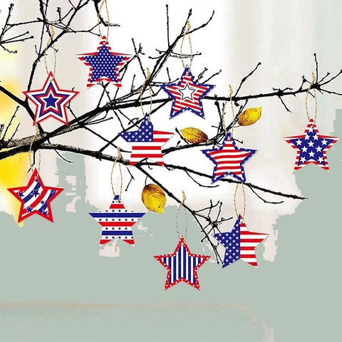 USA Jour de l'Indépendance Décorations Suspendues en Papier Étoile Rouge Blanc Bleu Ornements Patriotiques pour Fête Maison