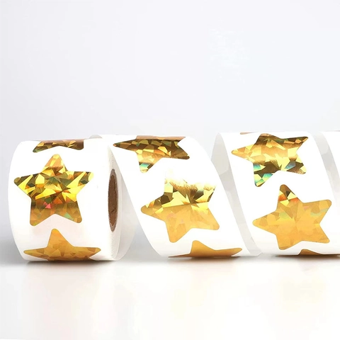 Holographic Gold Star Stickers Laser Sparkle Reward Labels For Gift Packaging Envelope Sealing Party Supplies Wedding Decor