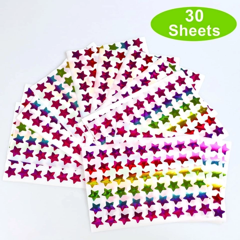 Multicolor Holographic Star Stickers For Kids Reward Chart Planning School Classroom Teachers Laser Decorative Stationery Accessories