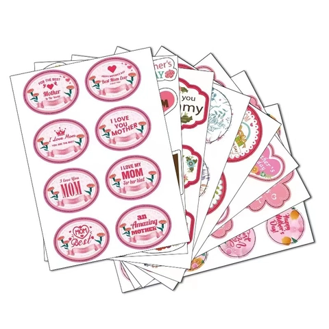 Etichette Adesive per Festa della Mamma Cuore Rotondo Floreale Decals per Migliore Mamma Sigillo Busta Regalo Decorazione