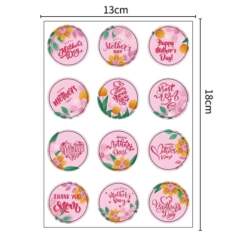 Etichette Adesive per Festa della Mamma Cuore Rotondo Floreale Decals per Migliore Mamma Sigillo Busta Regalo Decorazione
