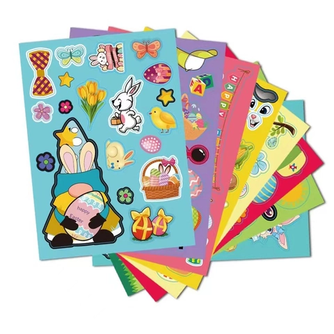 Easter Stickers For Kids DIY Decorative Adhesive Paper Bunny Egg Chick Gnome Patterns For Holiday Party Favor Gift