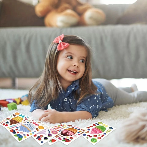 DIY Ice Cream Cupcake Stickers For Kids Cartoon Dessert Puzzle Stickers For Journal Scrapbooking Reward Labels Multiple Styles