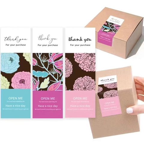Élégants Autocollants Floraux Open Me Papier Thank You Étiquettes De Scellage Pour Boîtes Cadeaux Emballage Boulangerie