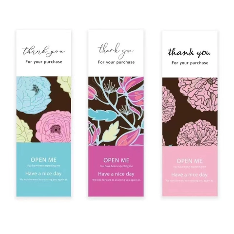 Élégants Autocollants Floraux Open Me Papier Thank You Étiquettes De Scellage Pour Boîtes Cadeaux Emballage Boulangerie