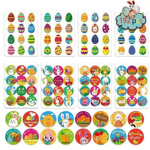 Easter Stickers Rabbit Egg Chick Pattern DIY Gift Decoration Cartoon Festive Stationery Decal Adhesive Label For Holiday
