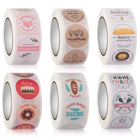 Étiquettes Adhésives Rondes Hand Made pour Gâteaux Pain Boulangerie Emballage Cadeau DIY Sceaux Décoratifs