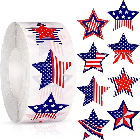Adesivi Stella Giorno Indipendenza Modello Bandiera Americana Etichette Sigillo per Decorazione Quarto Luglio Decalcomanie Regalo