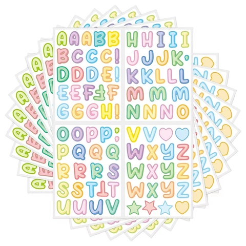 Autocollants Alphabet Colorés Imperméables Étiquettes Nom DIY pour Gourde Boîte Déjeuner Lettres en Vinyle