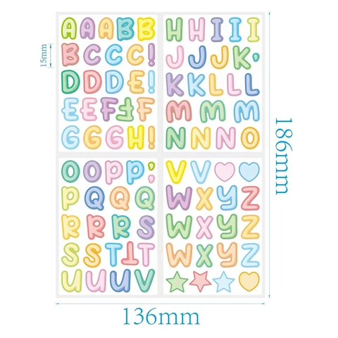 Autocollants Alphabet Colorés Imperméables Étiquettes Nom DIY pour Gourde Boîte Déjeuner Lettres en Vinyle