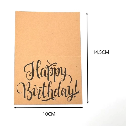 Cartes de Vœux d'Anniversaire en Papier Kraft Minimaliste Dessinées Main Cupcake Gâteau Cœur Cartes Pliables pour Cadeaux Fête