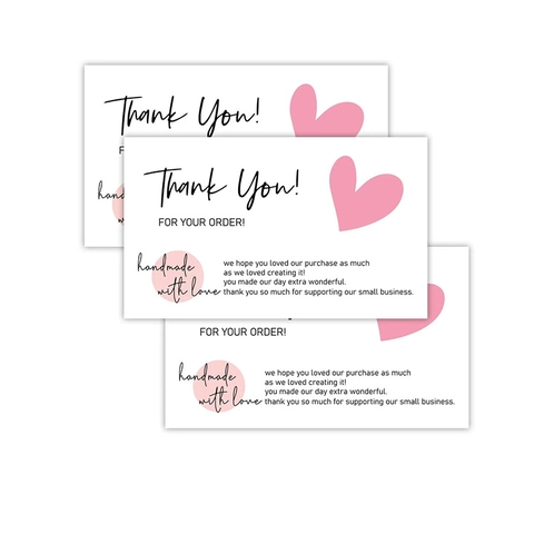 Biglietti di Ringraziamento Cuore Rosa Carta Patinata Note di Apprezzamento Per Piccole Imprese Confezioni Regalo