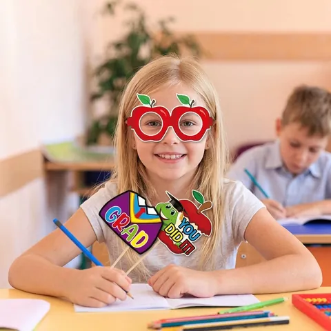 Graduation Party Paper Glasses Photo Props Kindergarten Grad Class Of 2023 School Season Funny Decorative Eyewear For Kids Students