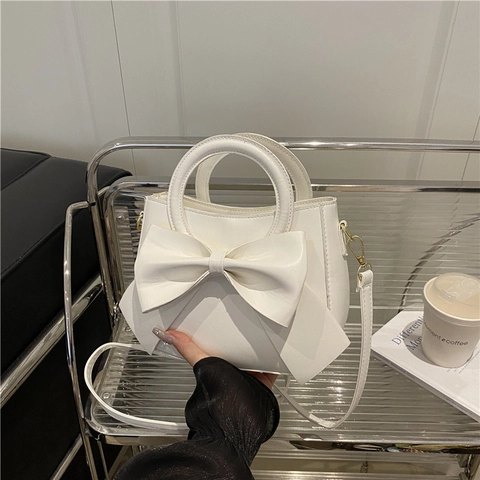 Damen Süß Schleife Beuteltasche Mode PU Leder Umhängetasche Mit Großer Schleife Handtasche Schultertasche Für Alltag Dating Elegante Handtasche