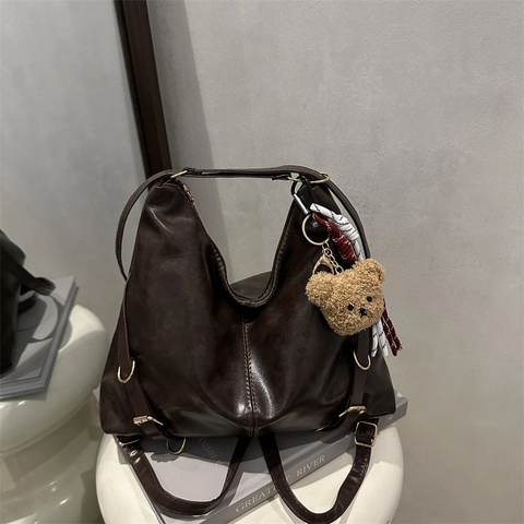 Vintage Τσάντα Ώμου Hobo από Δέρμα PU Μεγάλης Χωρητικότητας για Γυναίκες Ρετρό Casual Σακίδιο Μόδα Μετακίνηση Τσάντα