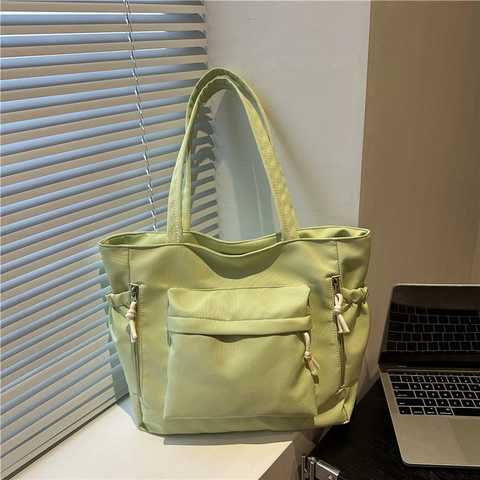 Borsa Tote in Tela di Grande Capacità Stile Giapponese per Donna Pendolare Borsa a Tracolla Minimalista Multitasca Shopper