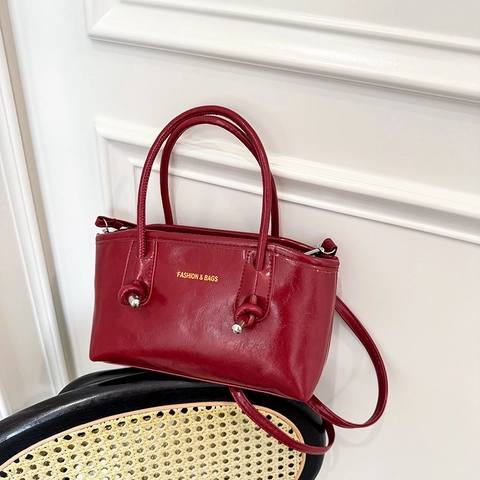 Damen Retro PU Leder Eimertasche Umhängetasche Minimalistische Handtasche Mit Knoten Dekor Kleine Quadratische Schultertasche Täglich