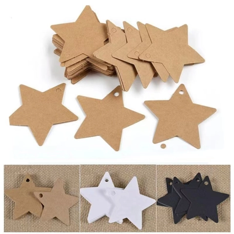 Star Shaped Kraft Paper Gift Tags With Pre Punched Hole Blank Star Labels For Wedding Party Favor DIY Craft Supplies