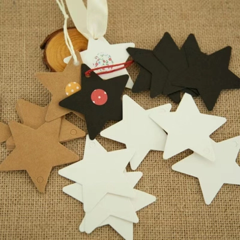 Star Shaped Kraft Paper Gift Tags With Pre Punched Hole Blank Star Labels For Wedding Party Favor DIY Craft Supplies
