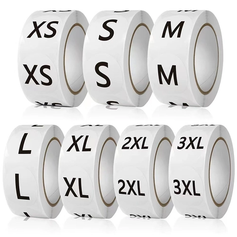 Runde Konfektionsgrößen-Etiketten XS S M L XL 2XL 3XL Haftetiketten Zur Markierung Von Kleidung Schuhen Hüten Zubehör
