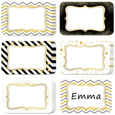 Étiquettes de Nom Décoratives à Bordure Or Rose Or pour Organisation de Cuisine Fournitures Scolaires Autocollants d'Identification Auto-Adhésifs Élégants pour Étudiants