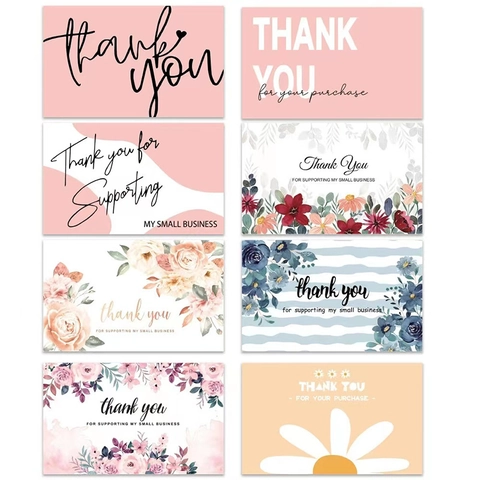 Biglietti di Ringraziamento Aziendali Floreali Per Piccole Imprese Carta Patinata Etichette Regalo Motivo Floreale Cancelleria