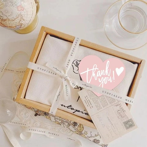 Heart Shaped Coated Paper Thank You Cards For Supporting My Small Business Pink White Gift Packaging Decorative Tags