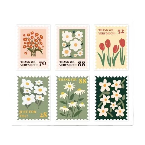 Blumen Briefmarken Stil Thank You Selbstklebende Aufkleber Für Backen Kuchen Geschenkbox Umschlag Versiegelung Verpackung Etikett Dekor