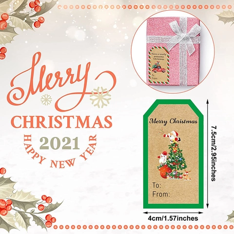 Kerstcadeau Stickers Zelfklevend Kraftpapier Buffalo Ruit Etiketten Met To From Tags Voor Vakantie Cadeau Decoratie