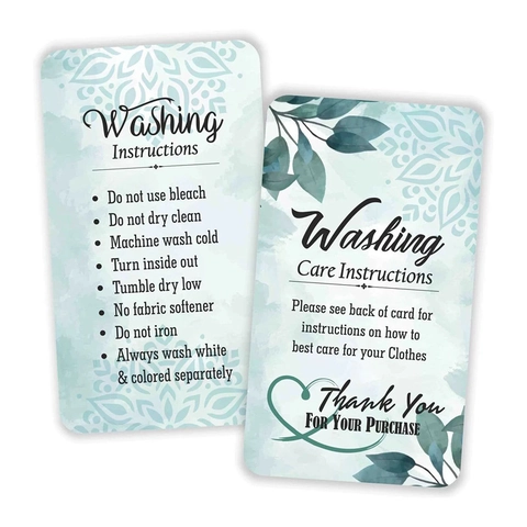 Aquarell Blumen Waschanleitung Karten Wäschepflege Guide Karton Kleidung Verpackung Beilage Dankeskarten